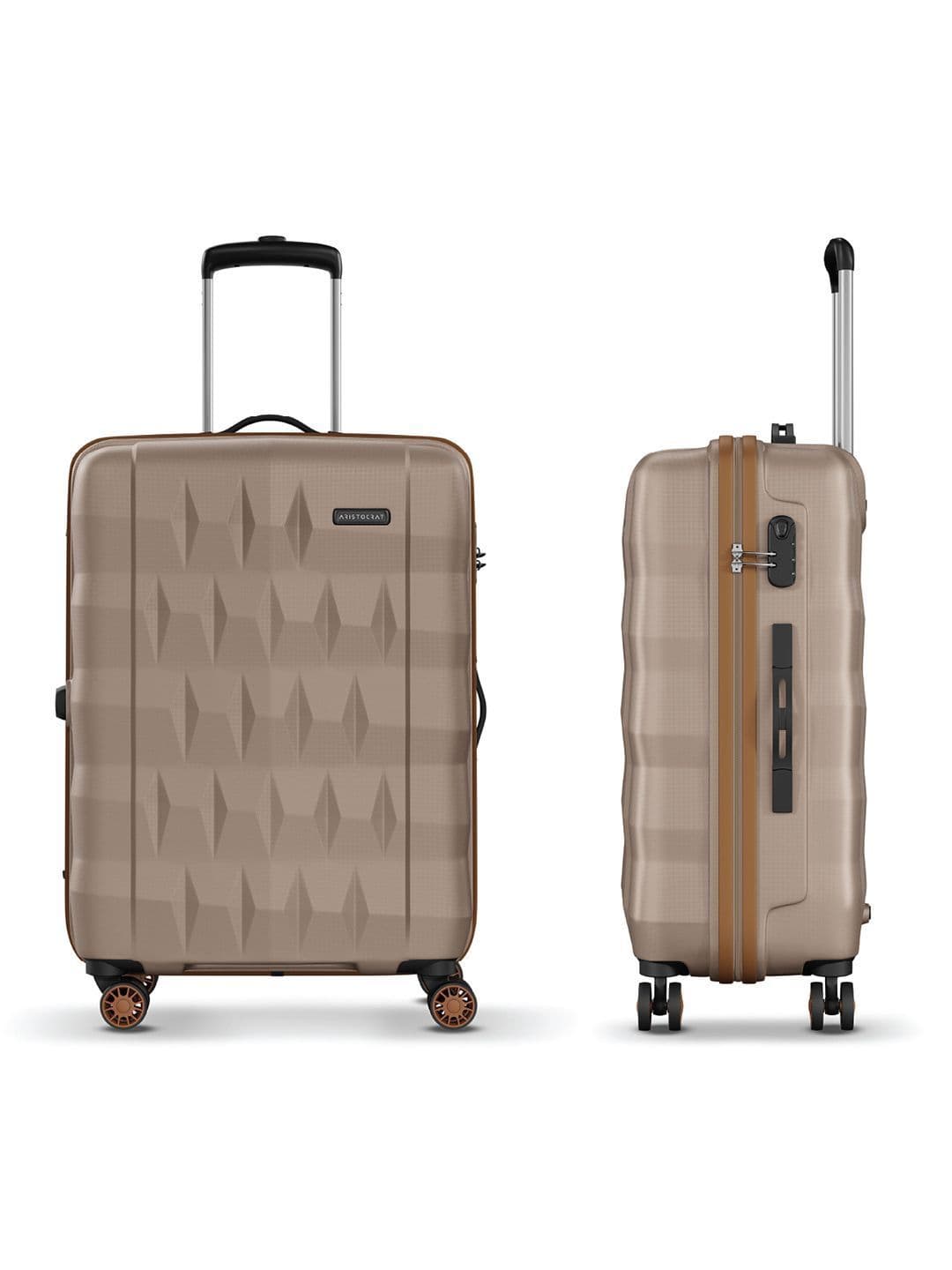 Aristocrat Unisex Comet Champagne Medium Hard Luggage Check-in Trolley with 8-Wheel