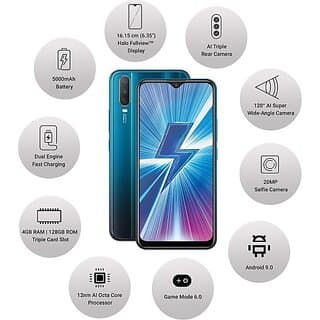(Refurbished) Vivo Y17 (8 GB RAM, 258 GB Storage, Blue) - Superb Condition, Like New