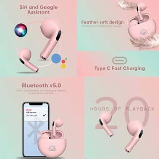 EKKO EARBEATS T03 TWS: 20-Hour Playback, Rich Sound, Twin Connect, Type C Charging, Siri & Google Assistant