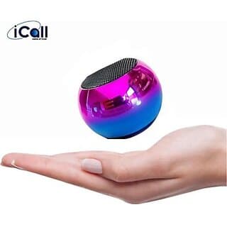 iCall Smallest M4 Wireless Bluetooth Speaker 5W Stereo Channel Portable Bass Speaker with Mic (Multicolor)