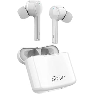 pTron Bassbuds Lite V2 Bluetooth 5.1 Wireless Headphone, 20Hrs Total Playtime with Case, Punchy Bass, Touch Control, HD Mic,