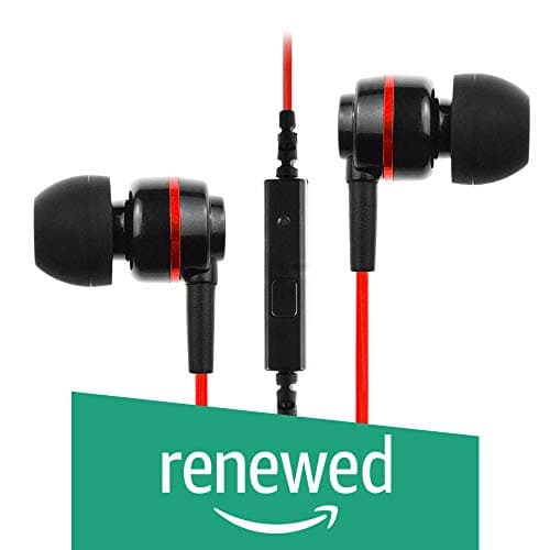 (Renewed) SoundMagic ES18S in-Ear Headphone with Mic (Black/Red)
