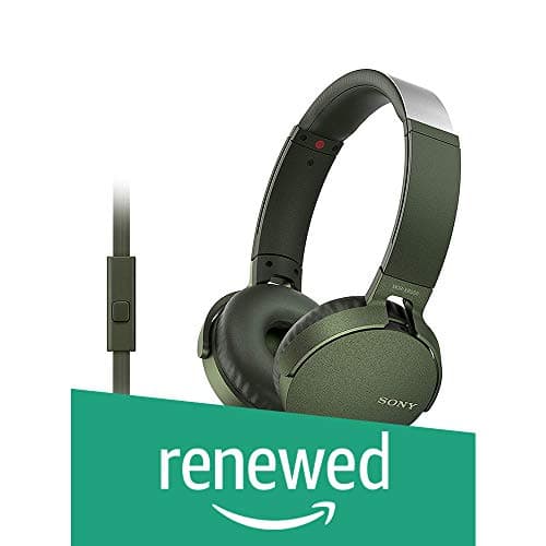 (Certified Refurbished) Sony MDR-XB550AP On-Ear Extra Bass Headphones with Mic (Green) On-Ear