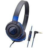 Audio-Technica Street Monitoring ATH-S100iSBBL Portable Headphone for Smartphone (Black/Blue)