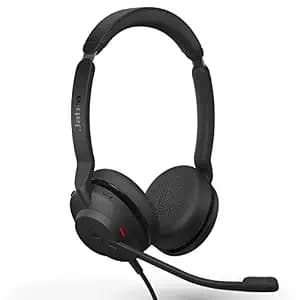 Jabra Evolve2 30 MS Wired Headset, USB-A, Stereo, Black – Lightweight, Portable Telephone Headset with 2 Built-in Microphones – Work Headset with Supe