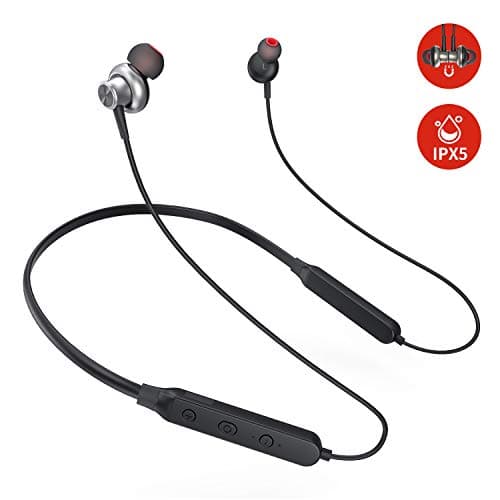 MUZILI BT01 Bluetooth Earphones V5.0 Bluetooth Neckband Headphones 10 Hours Playtime IPX5 Sweatproof Wireless Earphones Sports Magnetic Wireless Headp
