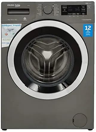 Voltas Beko 8 Kg Inverter Fully-Automatic Front Loading Washing Machine, Inbuilt Heater, 26 Stain Remover (WFL80M, Manhattan Grey) Washing Machines & 