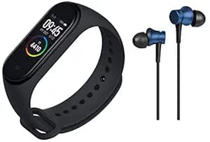 Mi Smart Band 4- India's No.1 Fitness Band, Up-to 20 Days Battery Life, Color AMOLED Full-Touch Scre and Earphone Basic with Ultra deep bass & mic (Bl