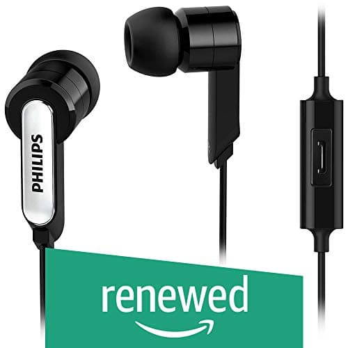(Renewed) Philips SHE1405BK/94 in-Ear Headphone Headset with Mic - Black