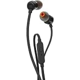 JBL T110 by Harman In-Ear Headphones with Pure Bass, Mic & Tangle Free Flat Cable (Black)