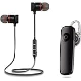 BLAXSTOC KAZY06 Wireless Bluetooth In Ear Neckband Earphone with Mic & S530 Mini Bluetooth Earphone with Mic (Multicolour)