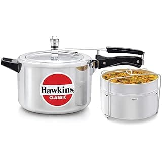 Hawkins CL51 Classic New Improved Aluminum Inner Lid Pressure Cooker with Separator, 5 Litres, Small, Silver