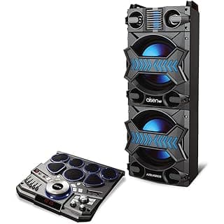 AISEN® 180W RMS Walk & Rock Portable Hi-fi Party Speaker with Electronic Drum Pads & Wireless Microphone, Electric Guitar Inp