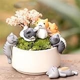 BHOOLU&GOOLU Plastic Lazy Cats Showpiece, 3-4cm, Multicolour, Pack of 6