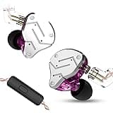 KZ ZSN Dynamic Hybrid Dual Driver in Ear Earphones Detachable Tangle-Free Cable Musicians in-Ear Earbuds Headphones with Microphone (Silver Purple)