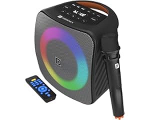 Portronics Dash 40W TWS Bluetooth Portable Speaker with Wireless Karaoke Mic. with Digital Display (Grey)