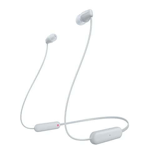 (Renewed) Sony WI-C100 Wireless Headphones with 25 Hrs Battery, Quick Charge, DSEE-Upscale, Splash Proof (IPX4), 360RA, Clear Bass, Fast Pair, in-Ear Bluetooth Headset with mic for Phone Calls & Music (White)