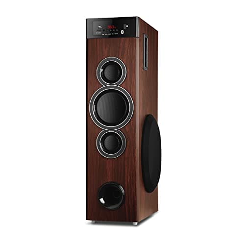 IKALL IK005 Tower Speaker with Bluetooth, Aux, USB and FM Connectivity (Brown)