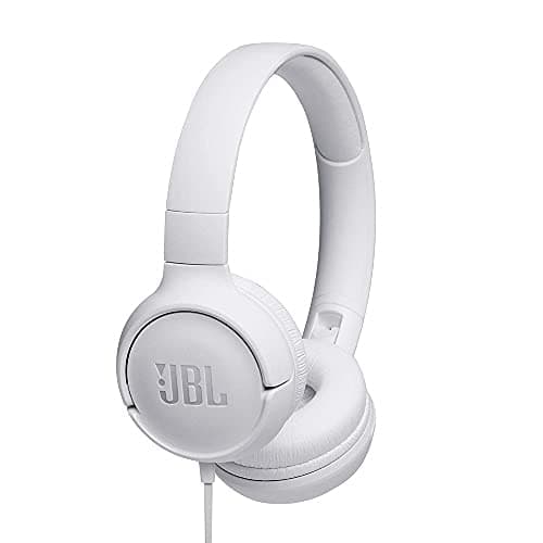 JBL Tune 500 by Harman Powerful Bass On-Ear Headphones with Mic (White)
