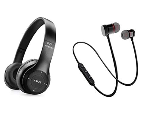 Haryani's P47 Wireless Bluetooth On Ear Headphone with Mic and Headset (Black)