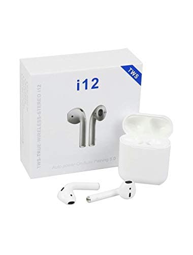 classic mobile and accessories i12 TWS Wireless Earphone with Portable Charging Case Supporting All Smartphones and Android Phones with Sensor with Gr
