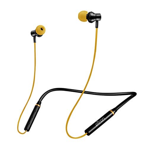 (Renewed) pTron Tangent Beats Magnetic in-Ear Wireless Bluetooth Headphones with Mic - (Black &amp; Yellow)