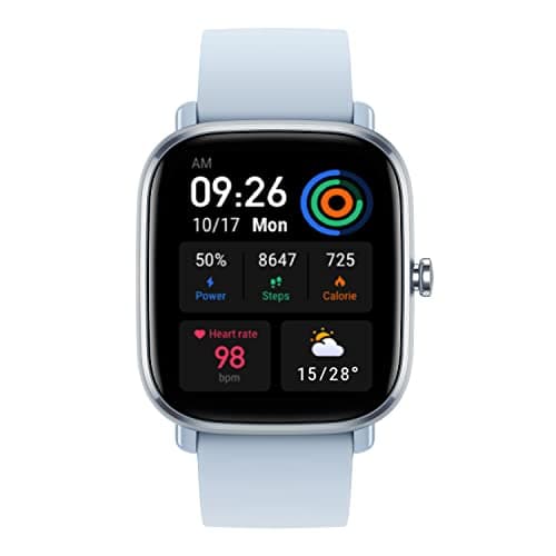 (Renewed) Amazfit GTS2 Mini (New Version) Smart Watch with Always-on AMOLED Display, Alexa Built-in, SpO2, 14 Days' Battery Life, 68 Sports Modes, GPS, HR, Sleep & Stress Monitoring (Breeze Blue)