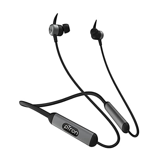 (Renewed) pTron Tangent Plus V2 with 18Hrs Playback & Type-C Fast Charging, Bluetooth 5.0 Wireless Headphones with Deep Bass, IPX4 Water Resistance, Snug-fit, Voice Assistance & Built-in Mic (Black & Grey)