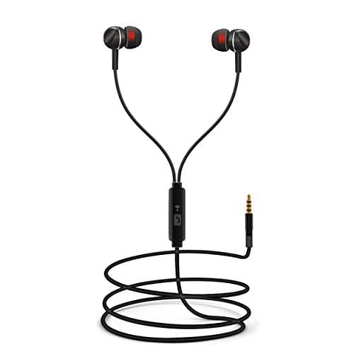 Foxin in-Ear Sweat-Proof Wired Earphones with 14.2mm Bass Driver, in-line Mic, Noise Cancelling Headset with 1.2m Tangle-Free Cable for iOS and Androi