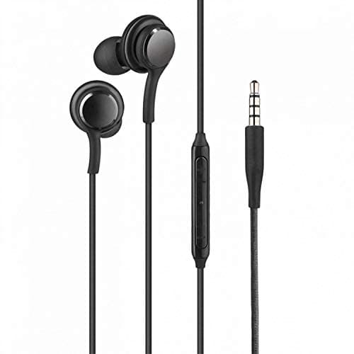 Earphones for Samsung Galaxy M23 / M 23 Earphone Original Like Wired In-Ear Headphones Stereo Deep Bass Head Hands-free Headset Earbud With Built in-line Mic, Call Answer/End Button, Music 3.5mm Aux Audio Jack (AK10, Black)