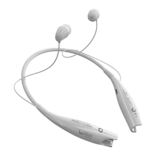 UBON BT-5710 in-Ear Bluetooth Neckband Earphone with Mic Stereo Sound for Sports, Gym &amp; Travelling (White)