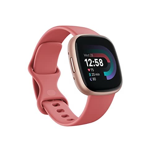 Fitbit Versa 4 Fitness Watch (Pink Sand / Copper Rose Aluminium) with 6-Month Premium Membership