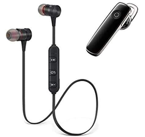 MARVIK® MK005 Magnetic Wireless Bluetooth Headset Hands-Free Bluetooth Earphone Headphone for Calling with Built-in Mic for All Smartphone
