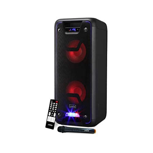 Artis BT800 8 Inch x 2 Karaoke Bluetooth Portable Party Speaker with RGB Lights, 1 Wireless Mic, Remote Control, FM Radio & Aux in/USB/SD Card Reader 