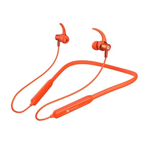Portronics Harmonics 216 HD Stereo Wireless Bluetooth 5.0 Sports Headset with High Bass, Powerful Audio Drivers and Noise Reduction for All Android & iOS Devices (Orange)