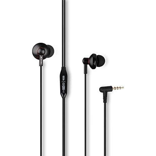(Renewed) Zebronics Zeb-Buds 10 (Black) In Ear Wired Earphones with Mic, Metallic Design, L Shaped Connector, 13.5mm NdFeb Drivers