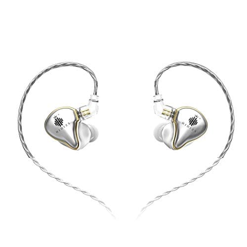 HIDIZS MS1 in-Ear Monitor Headphones, Hi Res Headphones Wired Audiophile, Dynamic Diaphragm Hi-Fi IEM Earphones with Detachable Cord (Silver)
