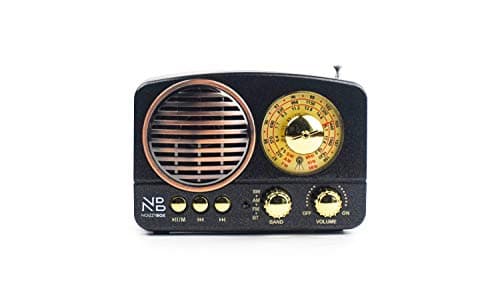 Noizzy Box Retro XS Vintage Retro Classic Portable Bluetooth Speaker with LED Light and Display, USB Input, AUX Line-in (Black)
