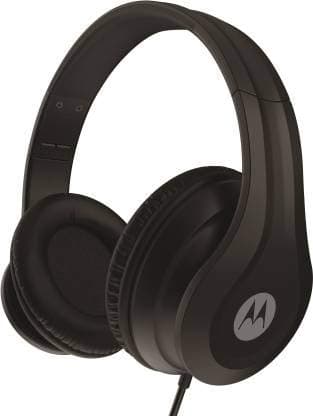 Motorola Pulse 110 Over Ear Wired Headphones with Extra Bass & Alexa (Black)