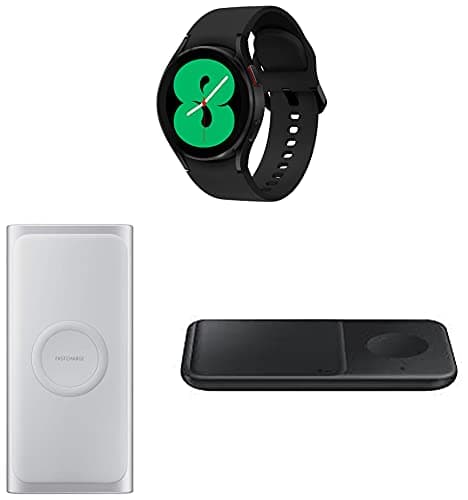 Samsung Galaxy Watch4 Bluetooth(4.0cm, Black) + Wireless Powerbank 10000mAh ,Silver + Wireless Charger Duo ,Black