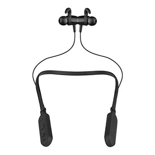 (Renewed) Nu Republic Rebop Black Edition-in Ear Bluetooth Neckband with Vibration Notification, 15 Hours Battery Life, Fold-able Design, BT V5.0, in-Line Controls with Built-in Mic-Black