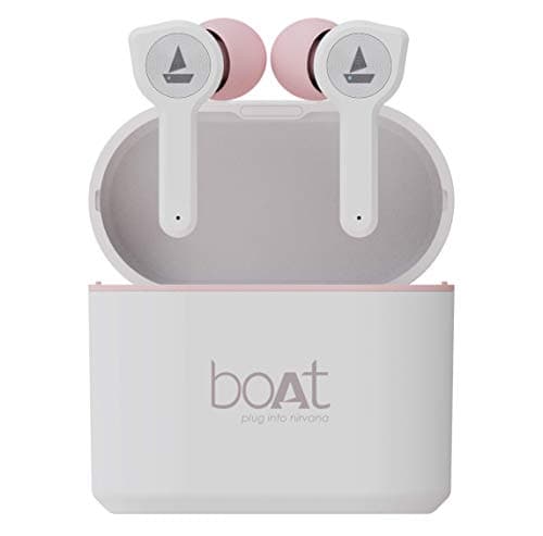 (Renewed) boAt Airdopes 402 True Wireless Earbuds with Bluetooth V5.0, Advanced Touch Controls, Instant Voice Assistant, Up to 16H Total Playtime and IPX4 Water Resistance(Rosegold White)