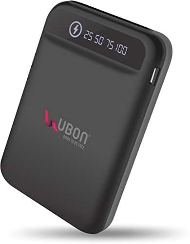 UBON PB-10025 10000mAh Li-Polymer Power Bank with inbuilt Type C / V8 / iPhone Jack | Matte Finish Power Bank with Attached Mobile Stand | Made in Ind