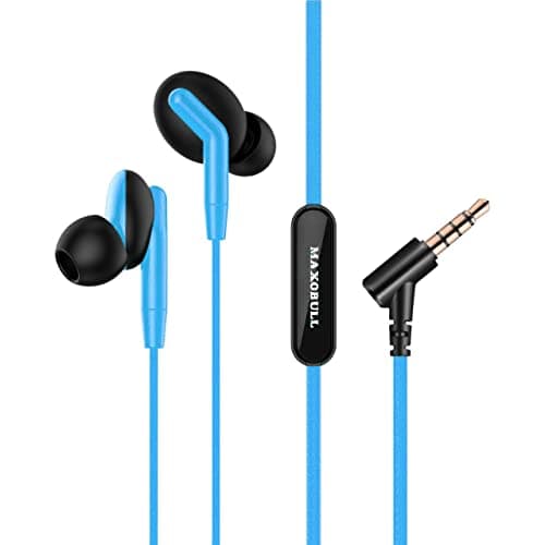 Maxobull Bass Buds Storm-X in-Ear Wired Earphones with Mic in line Remote Control and Full Metal Body for Extra Bass & HD Sound with Passive Noise Cancellation (Blue)