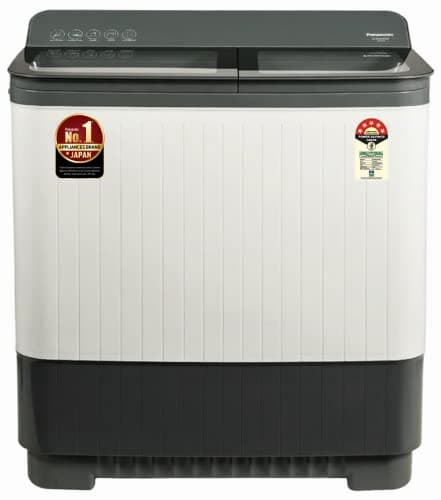 Panasonic 10 kg 5 Star Semi-Automatic Glass Lid Top Loading Washing Machine with Powerful Motor (NA-W100H6HRB, Grey, Active Foam System)