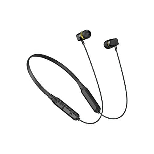 Aroma Yellow Series NB 122 A Wireless Bluetooth In Ear Neckband Headphone with Mic (Black)