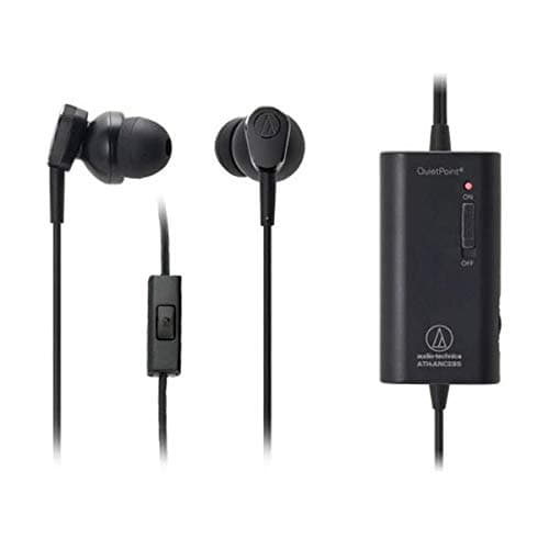 (Renewed) Audio Technica ATH-ANC33IS Quiet Point Active Noise-Cancelling in-Ear Earphones (Black)
