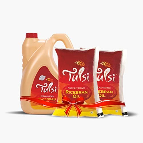 Tulsi Physically Refined Rice Bran Oil 5 litres + 2 Litre Pouches Free