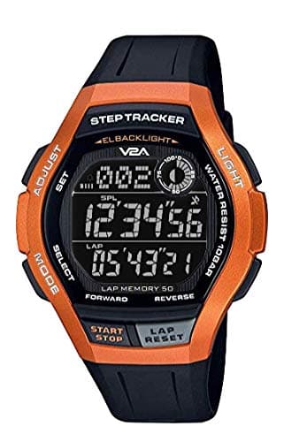 V2A STEPO 3D Pedometer Digital 5ATM Waterproof Unisex Fitness Sports Watch with Step Counter Stopwatch and Countdown Timer(Black Colored Dial and Stra