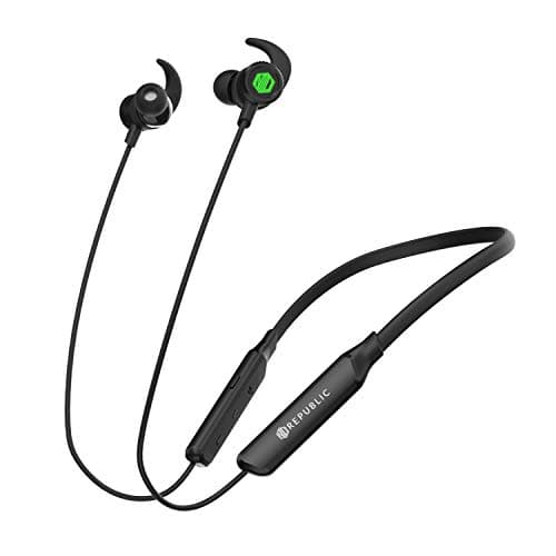 Nu Republic Rebop Neckband in-Ear Wireless Earphones with LED Light, IPX5 Water and Sweat Resistant, 10mm Titanium Drivers with deep bass, Long Batter